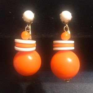 Vintage 1960’s Orange / white earrings signed Hong Kong